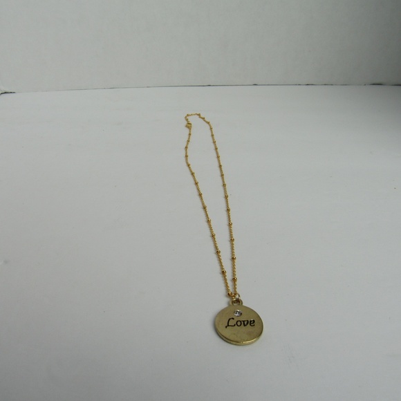 Love Gold Rhinestone Necklace - Picture 3 of 5